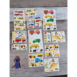 Scrapbook Stickers Dinosaurs Construction Trucks Space  LOT Grossman's #48